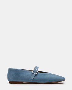 DREAMING Blue Suede Mary Jane | Women's Flats Fancy Flats, Blue Flats, Women's Flats, Ballet Flat, Blue Suede, Flat Design, Fall Trends, Womens Flats, Effortless Style