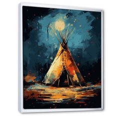 a painting of a teepee in the night