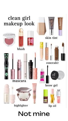 Clean Girl Make Up Look, Clean Girl Makeup Look, Clean Girl Makeup, Makeup Bag Essentials, Cheap Makeup, Makeup Needs