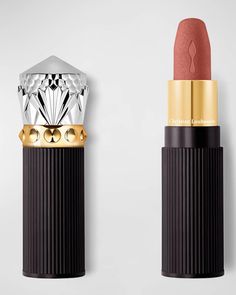 Louboutin Lipstick, Feminine Shoes, Gold Cap, Cupids Bow, Matte Lip Color, Gold Caps, Dior Addict, Smooth Lips, Lip Brush