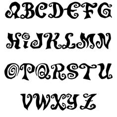 the upper and lower letters are black with swirls