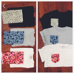 four different types of t - shirts with flowers on them