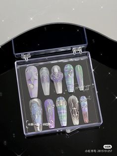 Purple Glitter Nails, 3d Nail Art Designs, Fake Nails Designs, Nail Blue, Her Nails, Pretty Gel Nails, Cuticle Pusher