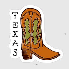 Waterproof and dishwasher safe!!Size: 3.1in x 2.9inIt is printed on premium matte vinyl, and is durable and waterproof.With this sticker, you'll be able to have the perfect addition to your water bottle, cooler, car, boat, laptop, phone case, or anything else you put stickers on. Cowboy Boots Illustration, Texas Cowboy Boots, Texas Cowboy, Texas Cowboys, Animal Games, Cowboy Boot, Sock Shoes, Sewing Fabric, Kids Hoodie