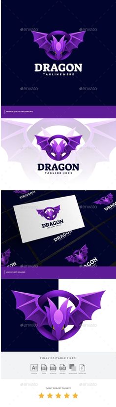 the dragon logo is shown in purple and white