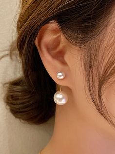 Simple Pearl Earrings Studs, Big Pearl Earrings, Pearl Earrings Studs, Simple Pearl Earrings, Gown Accessories, Wing Ring, Shein Finds, Women Stud Earrings, Bead Decor