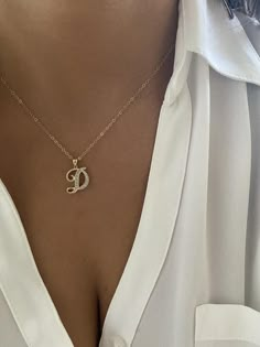 Diamond initial in 14k yellow gold-  Letter size (specifications for letter D):     L: 15mm, W: 14mm; 1.56 grams-  Chain length: Choose from: 16”, 18”, 20”, 22”-  Please contact me for other chain sizes Letter D Jewelry, D Necklace Initial, Initial Necklace Aesthetic, Vietnam Jewelry, D Initial Necklace, Gold Coin Choker, D Necklace, D Letter, Gold Initial Pendant