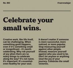 a newspaper article with the words celebrate your small wins