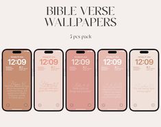 the bible verse wallpapers are available in three different colors, including pink and brown