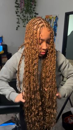 Boho Island Twist Hairstyle Color, Island Braids With Curls, Island Twists With Curls At The End, Bohemian Twists Hairstyle, Goddess Twists With Curls, Twist Color Braids Hairstyles, How To Style Island Twist With Curls, Twisting With Curls, Colored Twists Braids