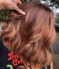 Pumpkin Spice Balayage, Autumn Highlights, Pumpkin Spice Hair, Red Balayage Hair, Highlights For Dark Brown Hair, Hair Color Highlights, Auburn Hair, Hair Color Balayage