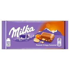 milk chocolate bar with peanut crispy caramel on the top and milk in the middle