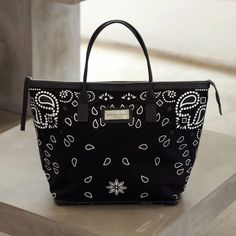 Jonny Cota Black Bandana Tote Black Bandana, The Hand, Metal Logo, Louis Vuitton Bag Neverfull, Leather Handles, Large Bag, Metallic Logo, Leather Handle