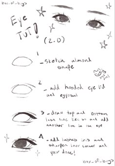 an eye chart for different types of eyes and how to draw them with pencils