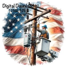 an electrician working on power lines in front of the american flag with text that reads digital journal 1 november, 1932