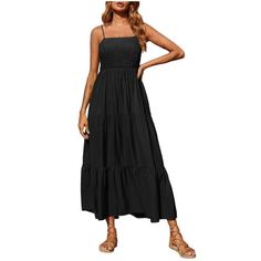 About Summer Spring Dresses for Women 2022 Beach Dress: Features:Womens Dresses Vacation, Womens Summer Flowy Ruffle Tiered Maxi Dress Casual Sleeveless Spaghetti Strap Loose Midi Dresses Boho Beach Party Sundress If you want a unique pattern in your everyday wardrobe, this summer dress is the exact piece you need! The simple silhouette is casual chic and never out of date. It will be a perfect gift for your mama, auntie, grandma, or your best friends! Occasion:This plus size dresses is pretty g Maxi Dress Casual Boho, Women Maxi Dresses Summer, Casual Boho Style, Maxi Dress Casual, Solid Maxi Dress, Loose Midi Dress, Sun Dresses, Mode Boho, Sleeveless Dress Summer