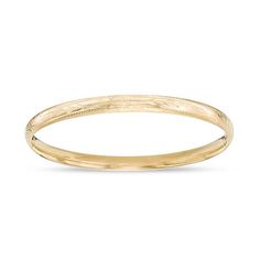 Simply stylish, this fashion bangle bracelet pairs perfectly with her business or casual attire. Crafted in warm 14K gold, this 5.0mm-wide design features decorative engraving and a dazzling Florentine finish. Buffed to a brilliant luster, this 7.0-inch bracelet secures with an extension bar clasp. Gold Bracelet Bangle, Zales Zales, Gold Bangles For Women, Peoples Jewellers, Bangles Style, Gold Bangle Bracelet, Bracelet Bangle, Lovely Jewellery, Casual Attire