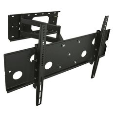 two black flat panel tv wall mounts with one holding the other's large screen