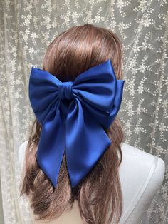 "Material Satin fabric, steel barrette Description Size of bow: (Width x Height) 8\"x5\" length of tail: 6.5\" Size of barrette : 3.89\" All custom orders welcome, please contact me! all my shop items are handmade by me in the USA Current processing time is 1-3 business days before shipping. Please contact me with any requests for specific delivery times. SHIPPING: All US orders are shipped USPS First Class Flat bubble mailer with tracking information. Thank you for taking your time to visit Twi Bows For Hair, Silk Bow, Bow Accessories, Gift Bows, Big Bow, Bubble Mailer