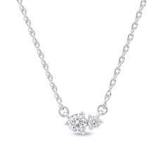 Like two friends, the diamonds in this necklace lean on one another to create a brighter look together. 10K white gold A 1/10 ct. round and one smaller round diamond are set side by side 1/6 ct. t.w. of diamonds 18.0-inch adjustable rope chain necklace; spring-ring clasp Rope Chain, Spring Rings, Round Diamonds, Chain Necklace, White Gold, Thing 1, Chain, White, 10 Things