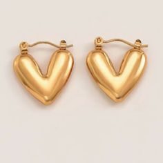 Stunning Gold Heart Earrings Lightweight, Gold Plated New In Boutique Packaging Tagged Anthro For Style Trendy Heart-shaped Nickel-free Hoop Earrings, Trendy Heart-shaped Hoop Earrings For Everyday, Metal Heart Hoop Earrings With Heart Charm, Heart-shaped Metal Hoop Earrings With Heart Charm, Everyday Heart-shaped Hoop Earrings, Everyday Metal Heart-shaped Hoop Earrings, Everyday Heart-shaped Metal Hoop Earrings, Everyday Metal Heart Hoop Earrings, Boutique Packaging