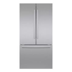 a stainless steel refrigerator freezer with two doors