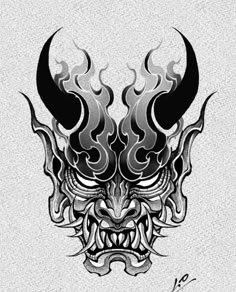 Mascara Hannya, Japanese Demon Tattoo, Tattoo Cover Ups, Word Tattoo Ideas, Oni Mask Tattoo, Oni Tattoo, Hannya Mask Tattoo, Demon Mask, Samurai Tattoo Design