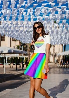 Skater Skirt Outfit For Summer, Gay Pride Aesthetic, Pride Room Decor, Skater Skirt Outfit, Pride Clothing, Lgbtqia Pride