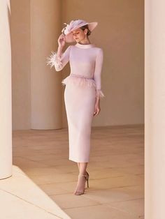 Couture Club Dress In Blush Pink 7G271-Mother of the bride- mother of the groom -Nicola Ross Mother Of The Bride Short Dresses, Wedding Mother Of The Bride Dresses, Dress For Mom Of The Bride, Mother Of Groom Outfits, Round Neckline Dress, Mother Of The Bride Outfits, Wedding Outfits For Groom, Wedding Guest Gowns, Mother Clothing