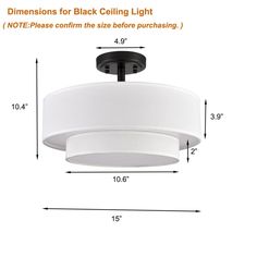 an image of a ceiling light with measurements