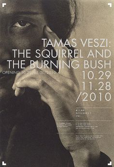 an advertisement for the burning bush festival with a man holding his hand up to his face