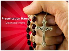 a person holding a rosary in their hand with the words, presentation name organization name