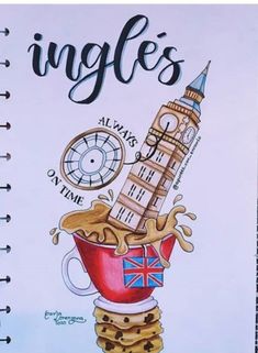 a notebook with an image of a tower on top and the words ingles above it