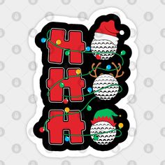 the letter h is decorated with christmas lights and balls in red, white and green