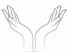 two hands reaching out to each other with their palms extended in the air, against a white background