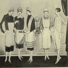 drawing of vintage maids from 1920s 1920s Waitress, Radium Girls, Women At Work, 20th Century Women, 1920s Women, Blithe Spirit, Staff Uniforms, 1900s Fashion, Maid Uniform