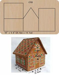 a gingerbread house is shown with measurements