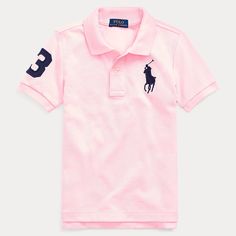 Polo Ralph Lauren Boys Big Pony Cotton Mesh Polo Shirt Carmel Pink This Wear-With-Anything Polo Shirt Is Finished With Our Signature Big Pony And A "3" Patch, Representing The Number Worn By A Polo Team's Strongest Player. 100% Cotton. Machine Washable. Size 4/4t Has A 17¾" Front Body Length And A 19" Back Body Length. Signature Embroidered Big Pony At The Left Chest. Ribbed Polo Collar. Two-Button Placket. Short Sleeves With Ribbed Armbands. Twill "3" Patch At The Right Sleeve. Tennis Tail. Imp Polo Shirt Colors, Mesh Shirt, Ralph Lauren Logo, Ralph Lauren Boys, Kids Clothes Boys, Cute Everyday Outfits, Style Streetwear, Pink Shorts