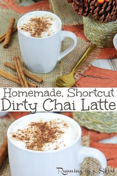 homemade shortcut chai latte with cinnamon and spices