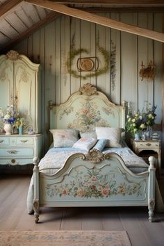 Bedroom Decor Ideas| Bedroom Decor Ideas for Women Country Couches, Bedroom Decor Ideas For Women, Antique Bed, Upcycling Furniture, Country Decorating, Home Decor Ideas Living Room, Girly Room