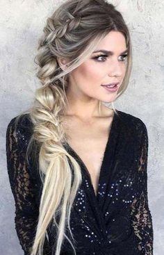 Loose Updos, Side Braids For Long Hair, Easy Braid Styles, Side Braid Hairstyles, Side Hairstyles, Fishtail Braid, Wedding Hair Makeup, Side Braid, Braided Hairstyles Tutorials