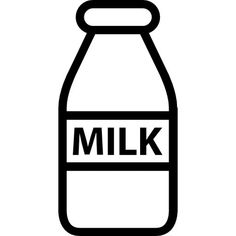 a bottle of milk with the word milk on it's label in black and white