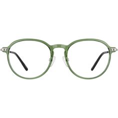 These on-trend round glasses are lightweight and flexible making them an excellent choice for everyday wear. The medium-sized eyeglasses features translucent plastic rims and slender metal temple arms with acetate temple tips for added comfort. It is available in the following colors: clear green and tortoiseshell. Adjustable nose pads provide a comfortable fit. | Zenni Round Prescription Eyeglasses Green Tortoise Shell Mixed Grunge Academia, Artsy Vibe, Glasses Inspo, Tiny Jewelry, Round Eyeglasses Frames, Diamond Face Shape, Rim Design, Zenni Optical, Diamond Face