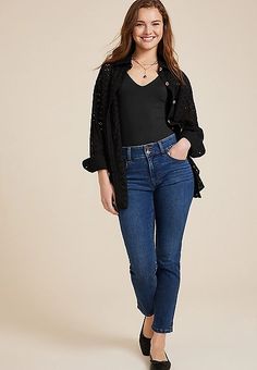 m jeans by maurices™ Curvy High Rise Slim Straight Ankle Jean | maurices New Jeans Top, Maurices Outfits, Summer Dress Sandals, Adaptive Clothing, Maurices Jeans, Skirt Crop, Jean Jeggings, Curvy Jeans, M Jeans