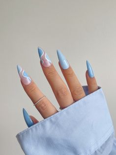 Baby Blue Nails, Colorful Nails, Nails Gel, Nails Inspo, Short Acrylic Nails, Nail Arts, Best Acrylic Nails