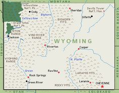 a map of wyoming showing the towns and rivers