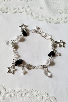 Star Charm Bracelet, Crystal Bead Jewelry, Edgy Jewelry, Magical Jewelry, I'm With The Band, Crystal Beads Bracelet