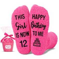 PRICES MAY VARY. BIRTHDAY GIFTS FOR GIRLS: These dark pink birthday socks could be the perfect birthday gift for your daughter, granddaughter, or niece. GIFTS FOR 12 YEAR OLD: Searching for an ideal gift for a 12-year-old? Discover our vibrant and delightful sock collection! These socks make the ultimate present for children of this age. GIFTS FOR CHILDREN: Celebrate with our "THIS girl IS NOW 12 HAPPY Birthday TO ME" socks, perfect for any occasion. Ideal for Birthday presents, Christmas surpri 15th Birthday Gift Ideas, Quinceanera Gifts, 16 Gifts, Sweet Sixteen Gifts, Girl Birthday Gifts, Cupcake Packaging, Girls Gift Ideas, Sock Collection, Niece Gifts