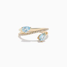 Aquarius 14K Yellow Gold Aquamarine and Diamond Ring Effy Jewelry, Yellow Stone, Gold Yellow, Aquamarine, Round Diamonds, Diamond Ring, Yellow Gold, Stone, Ring