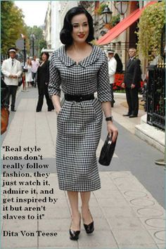 Dita Von Teese quote.  Read the interview in Advanced Style blog. Dita Von Teese Style, Gaun Fashion, Advanced Style, Dita Von, 40s Fashion, Dita Von Teese, 1940s Fashion